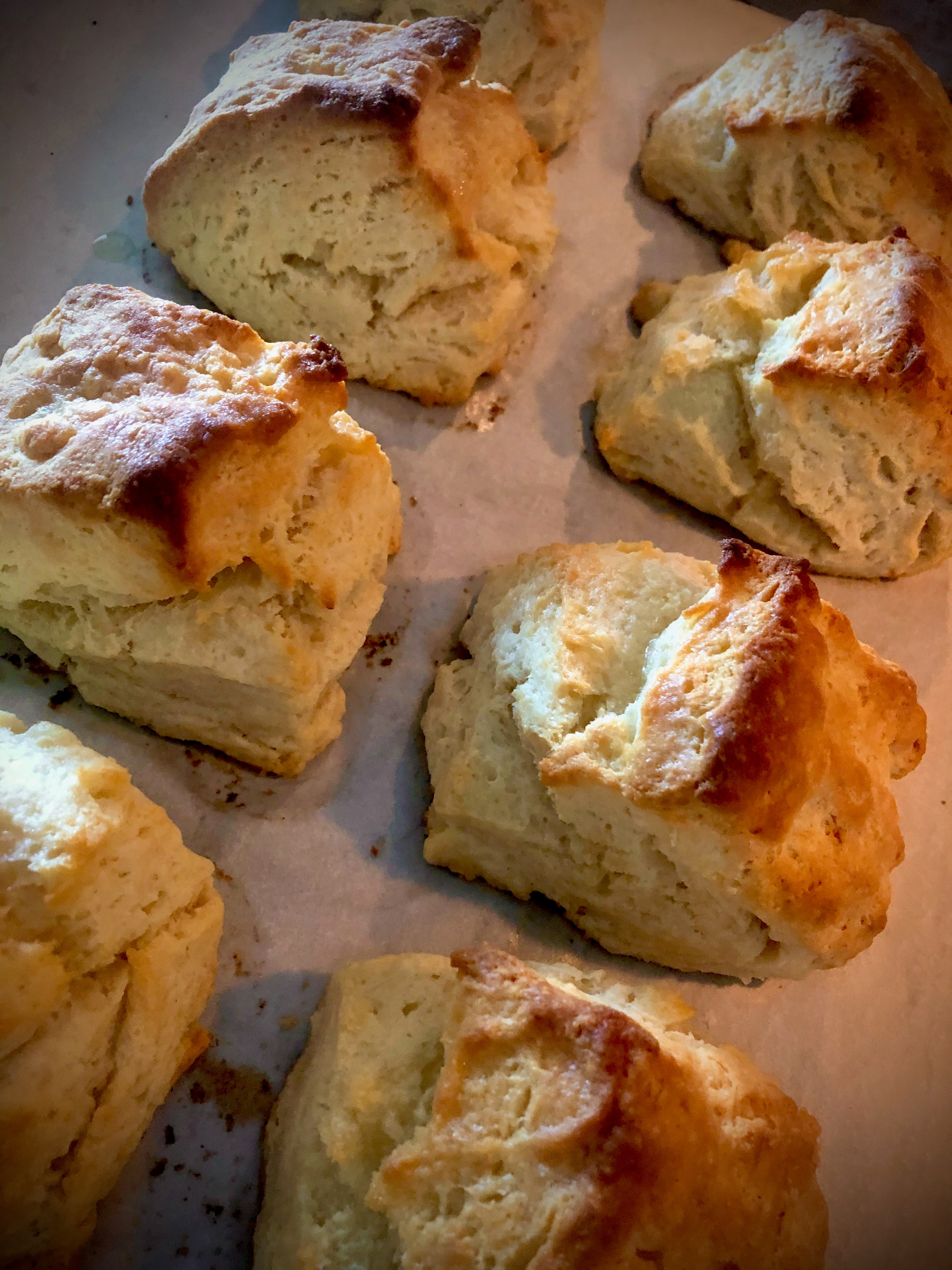 Biscuits are light an flaky and are best enjoyed the same day. They come plain or savory.